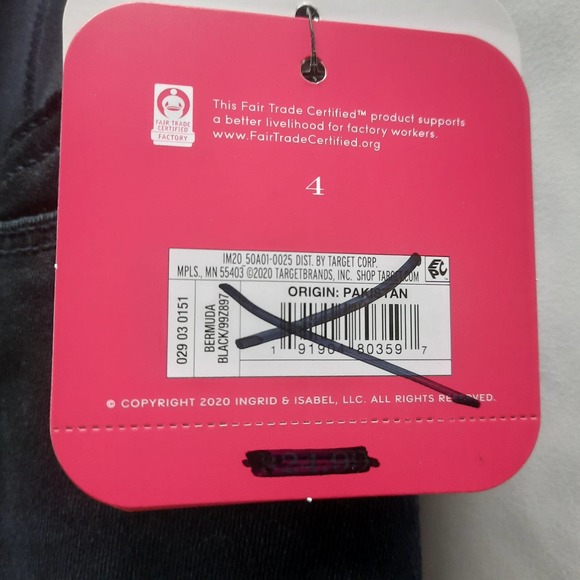 New Old Stock Ingrid & Isabel Bermuda Maternity Black shorts w/ crossover back 4 - Picture 7 of 7